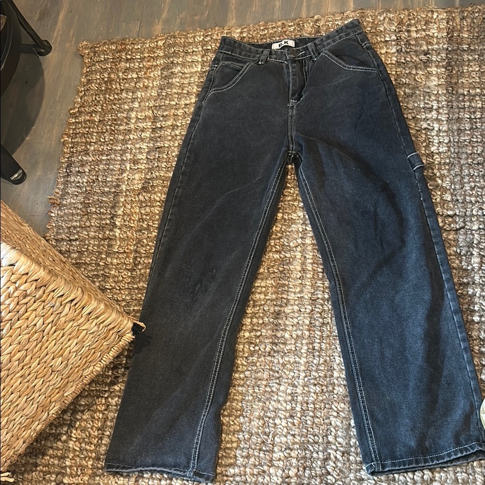 B.K Black White Trimmed Carpenter Jeans Size Small